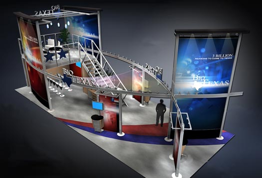 Novo Displays islands 20x50 double deck exhibit