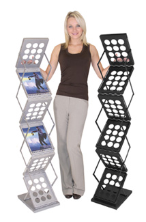 Literature stands by E&E Exhibit Solutions